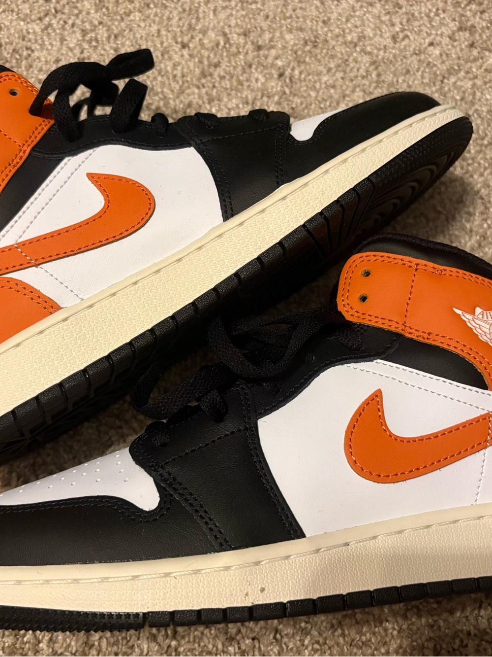 Nike Jordan Mids size 7 youth orange, black and white